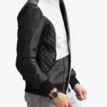 Spade White Black Leather Bomber Jacket Side - Rare Jackets