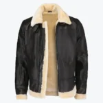 Steve Men’s Brown B-3 Bomber Leather Jacket Collars