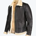 Steve Men’s Brown B-3 Bomber Leather Jacket Sleeves
