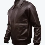 Stuart Men’s Dark Brown A-2 Bomber Leather Jacket Side - Rare Jackets