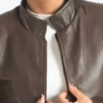 Susan Women’s Dark Brown Leather Jacket Collar Rare Jacket
