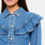 Women's Flounce Denim Jacket - Image 4