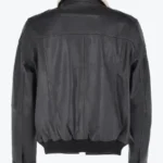Ted Mens Black Bomber Leather Jacket Back - Rare Jackets