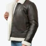 Theodore Men’s Brown B-3 Bomber Leather Jacket Side