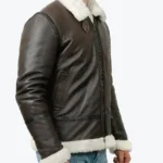 Theodore Men’s Brown B-3 Bomber Leather Jacket Sleeves