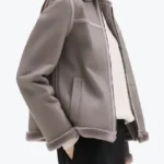 Theory A-Line Shearling Aviator Jacket Close