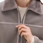 Theory A-Line Shearling Aviator Jacket Collar