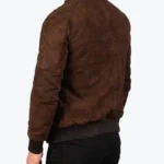Trendy Sven Mocha Suede Bomber Jacket Back - Rare Jackets