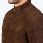 Trendy Sven Mocha Suede Bomber Jacket Side - Rare Jackets