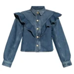 Women's Ruffle-Detail Denim Shirt - Image 3