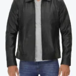 Vegan Black Leather Jacket with Shirt Collar Rare Jacket