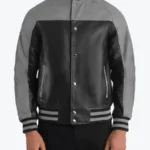 Venus Men’s Black and Grey Leather Varsity Jackets Rare Jacket