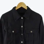 Vintage DKNY Black Crop Denim Jacket Closeup - Rare Jackets
