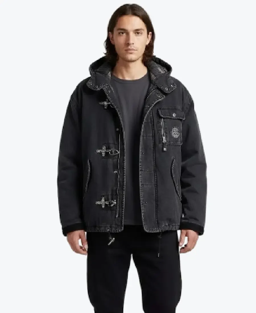 Vintage Energie Black Denim Hooded Jacket - Rare Jackets