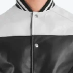 Walter Men’s Black and White Leather Varsity Jacket Collar Rare Jacket