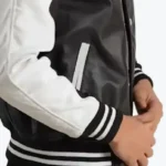 Walter Men’s Black and White Leather Varsity Jacket Sleeves Rare Jacket