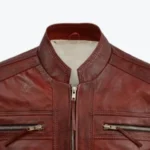Waxed Leather Burgundy Jacket Collar Rare Jacket