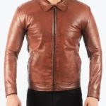 Wayne Men’s Vintage Brown Leather Jacket Rare Jacket