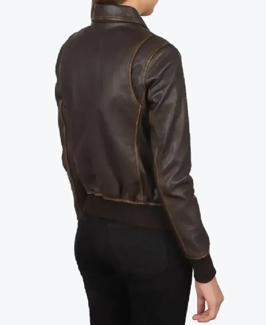 Westa Brown Leather Bomber Jacket Back - Rare Jackets