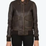 Westa Brown Leather Bomber Jacket Front - Rare Jackets