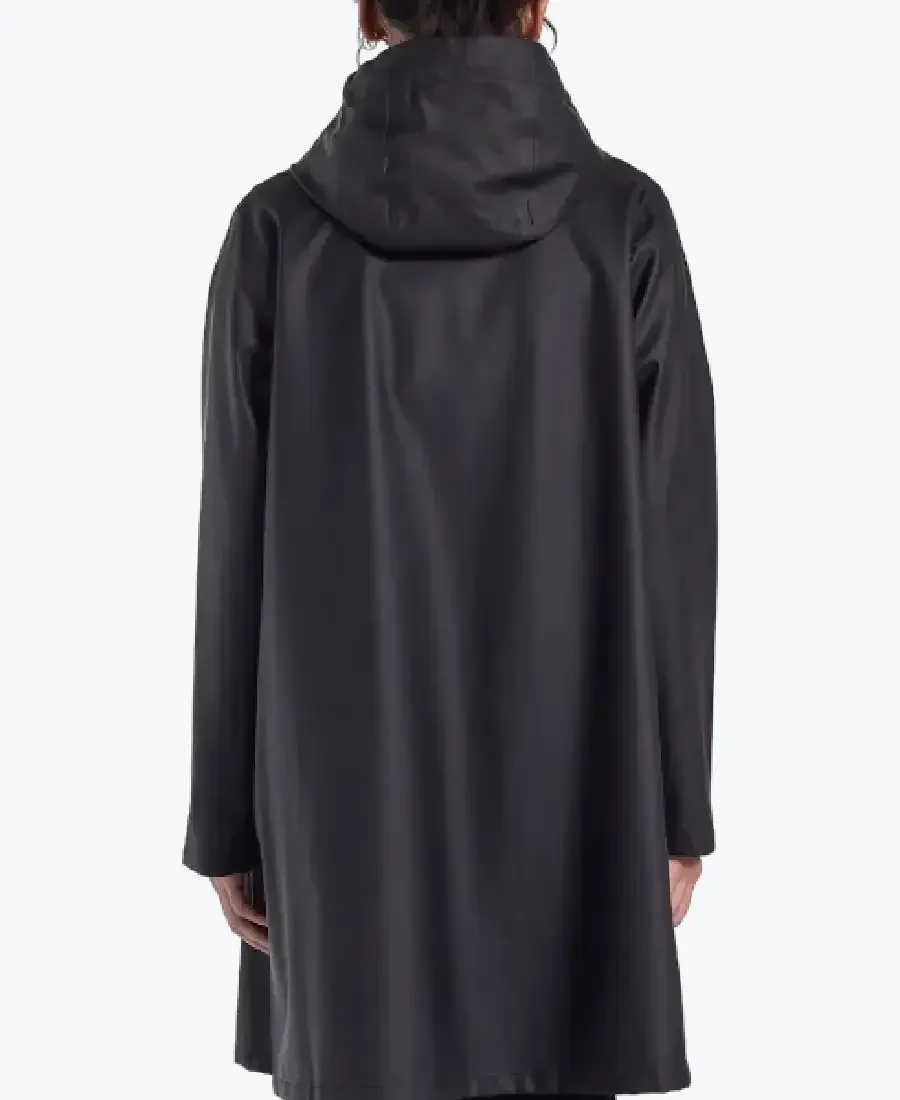 Women Black Lightweight Rain coat Back - Rare Jackets