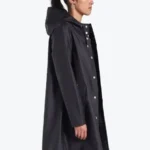 Women Black Lightweight Rain coat Side\ - Rare Jackets