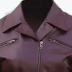 Women Brown Leather Jacket Collar Rare Jacket