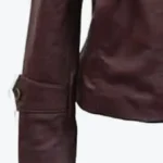 Women Brown Leather Jacket Sleeves Rare Jacket