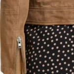 Women Brown Moto Suede Jacket Sleeves Rare Jacket