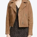 Women Brown Moto Suede Jackets Rare Jacket