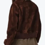 Women Camel Lauren Brown Suede Bomber Jacket back (2) - Rare Jackets