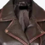 Women Chocolate Brown Leather Jacket Collar Rare Jacket