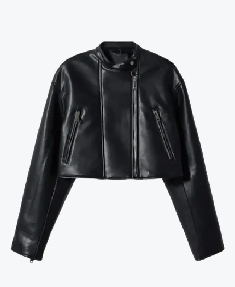 Women Cropped Black Leather Jackets Rare Jacket