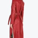 Women Double Breasted Red Long Leather Coat Back - Rare Jackets