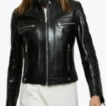 Women Ellen Black Moto Leather Jackets Rare Jacket
