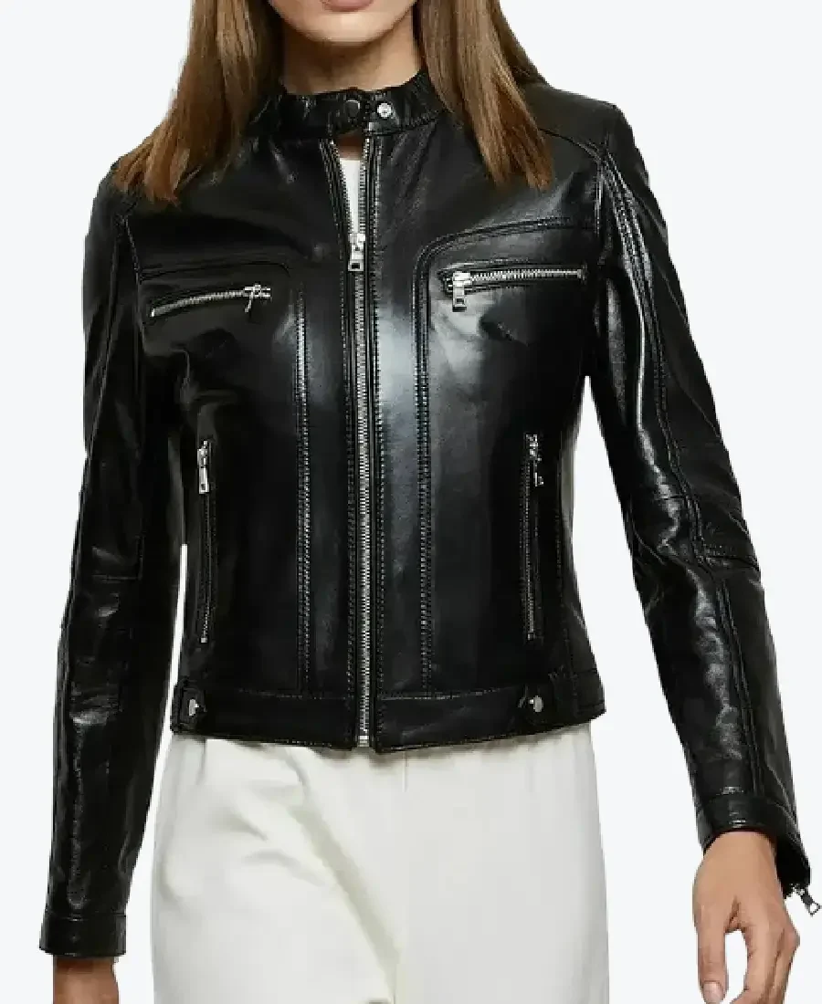 Women Ellen Black Moto Leather Jackets Rare Jacket