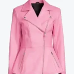 Women Peplum Pink Leather Jackets Rare Jacket