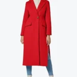 Women Red Grazia Long Wool Coat Front - Rare Jackets