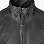 Women Reilly Black Leather Jacket Collar Rare Jacket