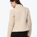 Women Reilly Cream Leather Jacket - Rare Jackets