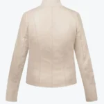 Women Reilly Cream Leather Jacket back - Rare Jackets
