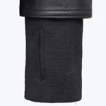 Women Removable Hood Black Leather Bomber Jacket Sleeve - Rare Jackets