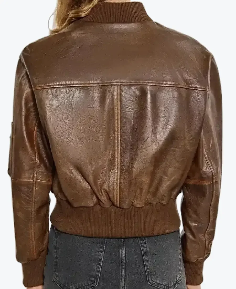 Women Vintage Leather Bomber Jacket Back - Rare Jackets