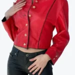 Women Vintage Red Genuine Leather Jackets Rare Jacket
