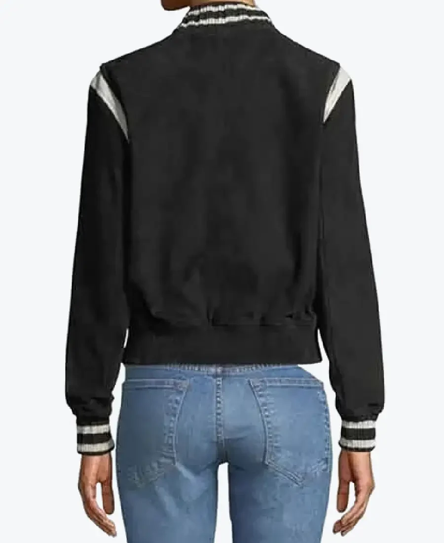 Women’s Black Fleece Bomber Jacket Back - Rare Jackets