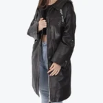 Women's Black Love Leather Coat Sleeves Rare Jacket