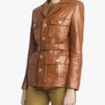 Women's Front Pocket Brown Leather Jackets Rare Jacket
