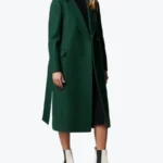 Women's Green Long Single Breasted Wool Coat Front - Rare Jackets