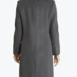 Womens Grey Double Breasted Wool Long Coat Back - Rare Jackets