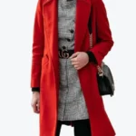 Women's Jackson Red Single Breasted Wool Coat Front - Rare Jackets